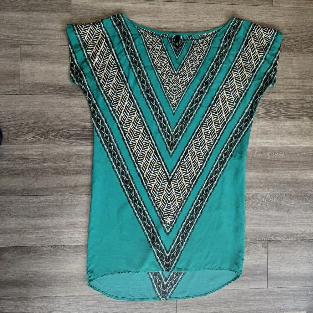 ViX Paula Hermanny 100% Silk Blue Turquoise Coverup Boho Euro Vacation Swim Sz S